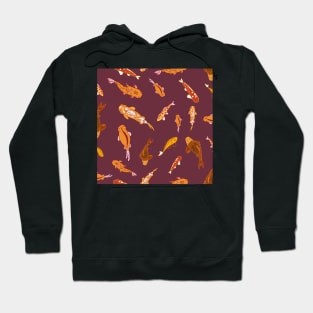 Simple swimming koi fish - orange, burgundy Hoodie